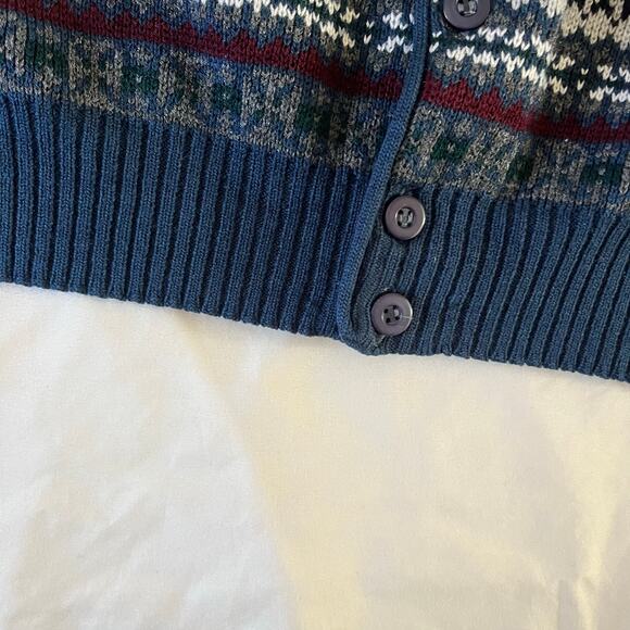 Vtg Y2K 2000s Blue Nordic Print  Sweater Vest Men's S Holiday Winter Eclectic - Picture 3 of 7